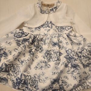 Floral Blue and White Kids Dress
